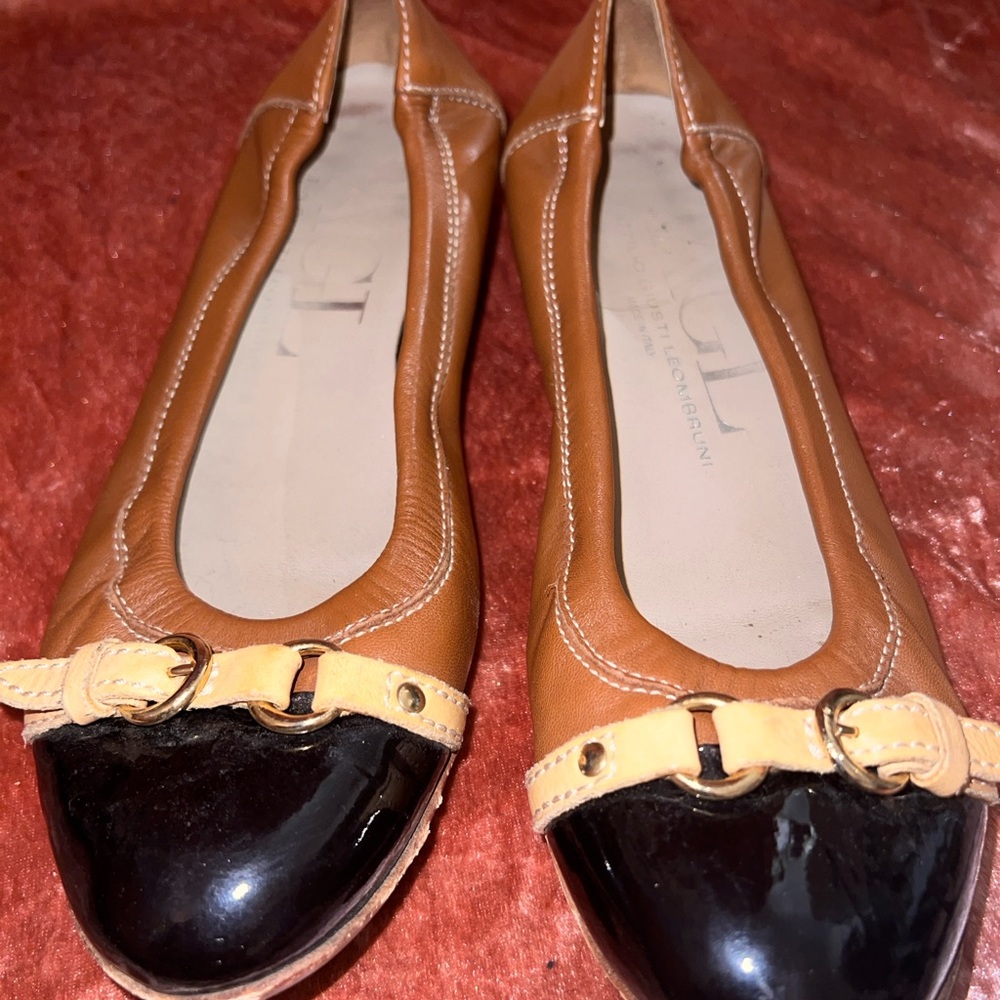 Elegant Brown and Black Women's AGL Flats